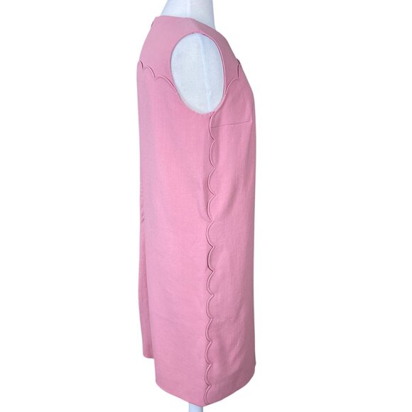 Escada Dascalopa Scalloped Pink Wool Sleeveless Lined Midi Dress 38 or US 8 - Picture 5 of 11